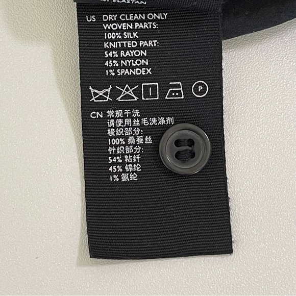 COS Knit Trim Silk Button Front Long Sleeve Top Black 4 XS / Small - Picture 13 of 13